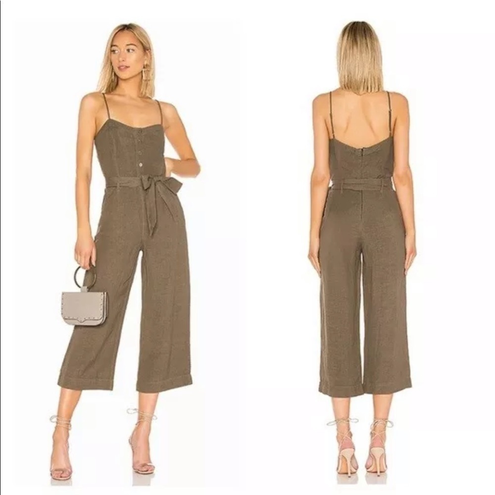 Rails | Harper linen button down crop Jumpsuit